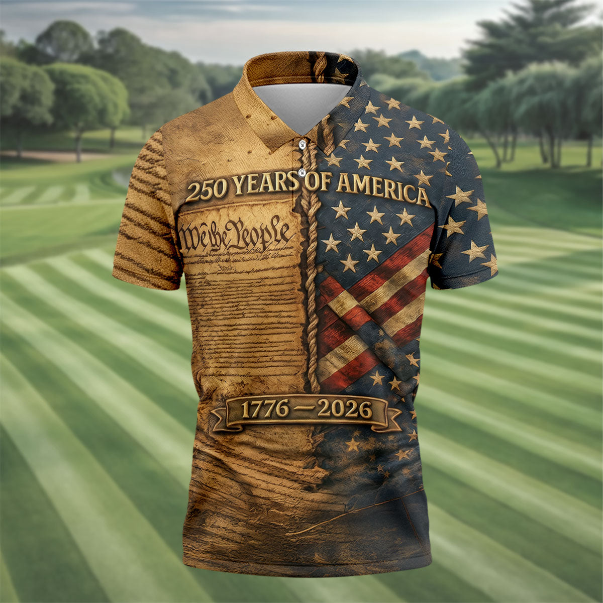 We The People 250 Years Of America 1776-2026 4th Of July Golf Shirt, Retro Golf Shirt, Golf Shirts For Men