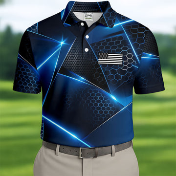 Black And Blue Gradient Patriotic Golf Shirt, 250 Years 4th Of July Golf Shirts For Men