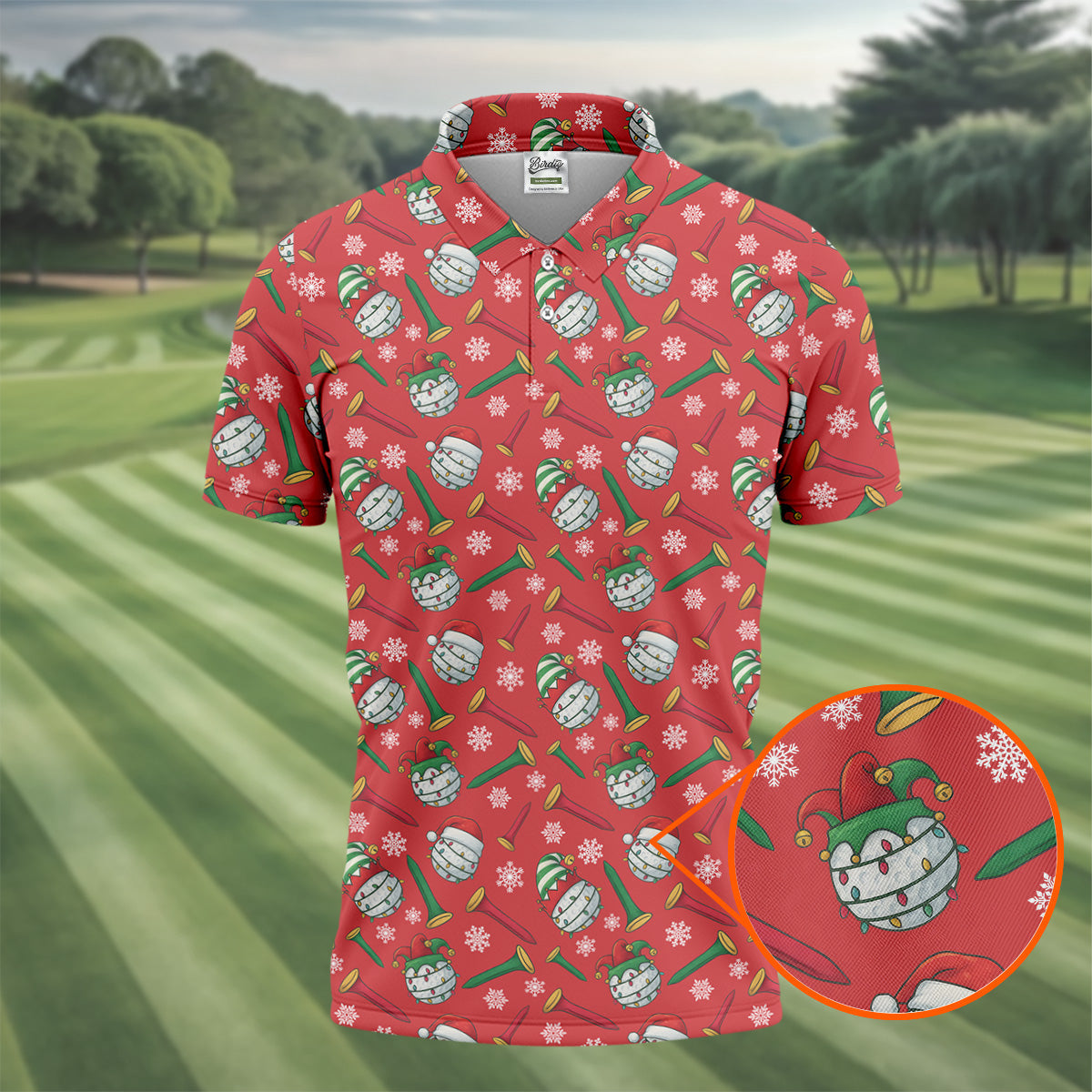Funny Golf Ball Red Christmas Golf Shirt, Women's Golf Tops, Christmas Golf Gift