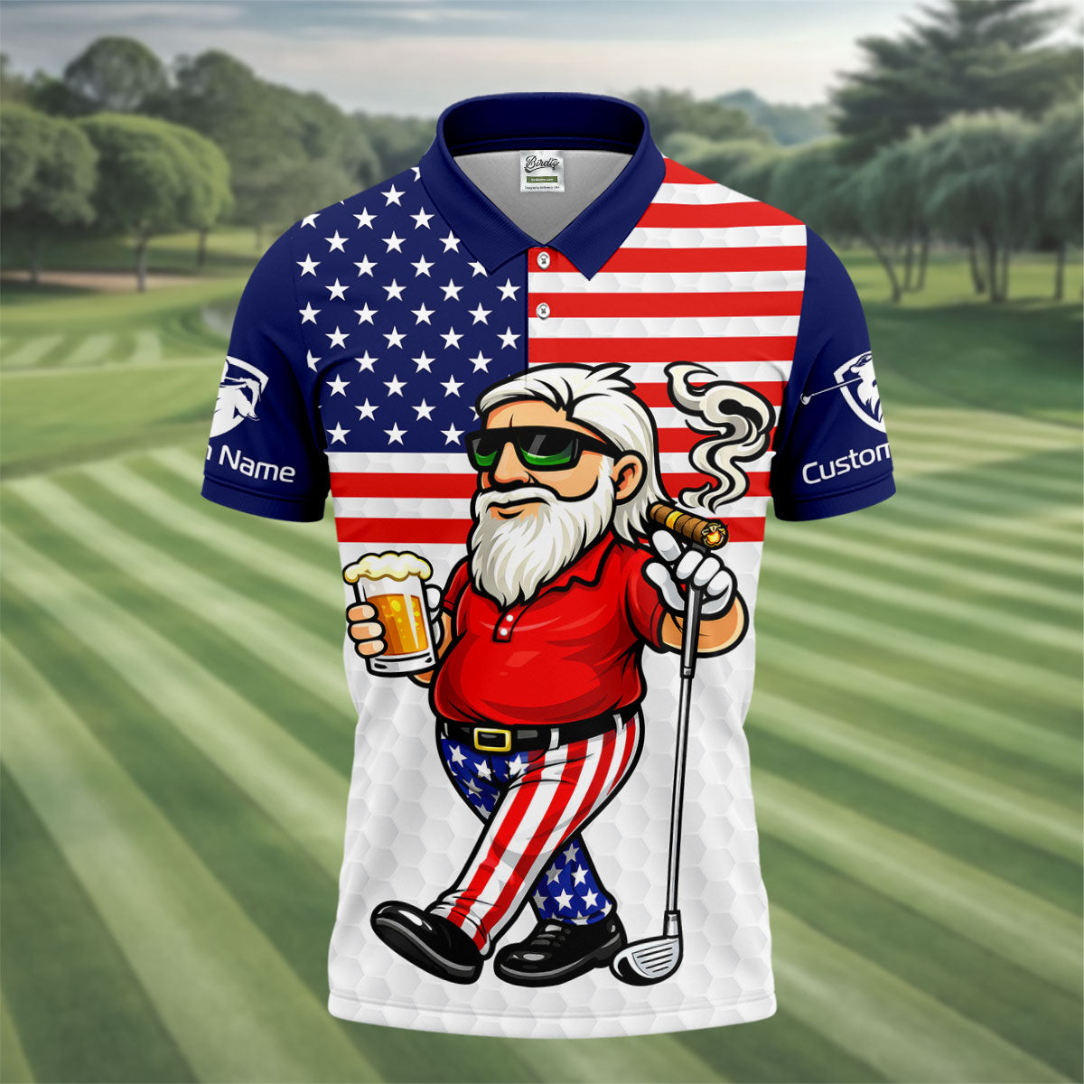 Real Grandpas Play Golf Father's Day 4th Of July Golf Shirt, 250 Years Polo Shirtor Men