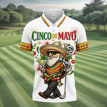 Margarita Man Cinco De Mayo Celebration White Golf Shirt, Fiesta Theme Golf Shirts For Men