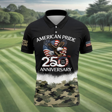 American Pride 250th Anniversary Camo Golf Shirt, Patriotic 4th Of July Golf Shirts For Men