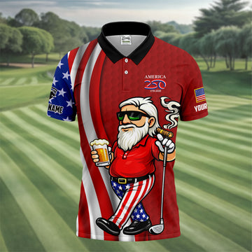 America 250 Patriotic Man 4th Of July Red Golf Shirt, Golf And Beer Golf Shirts For Men