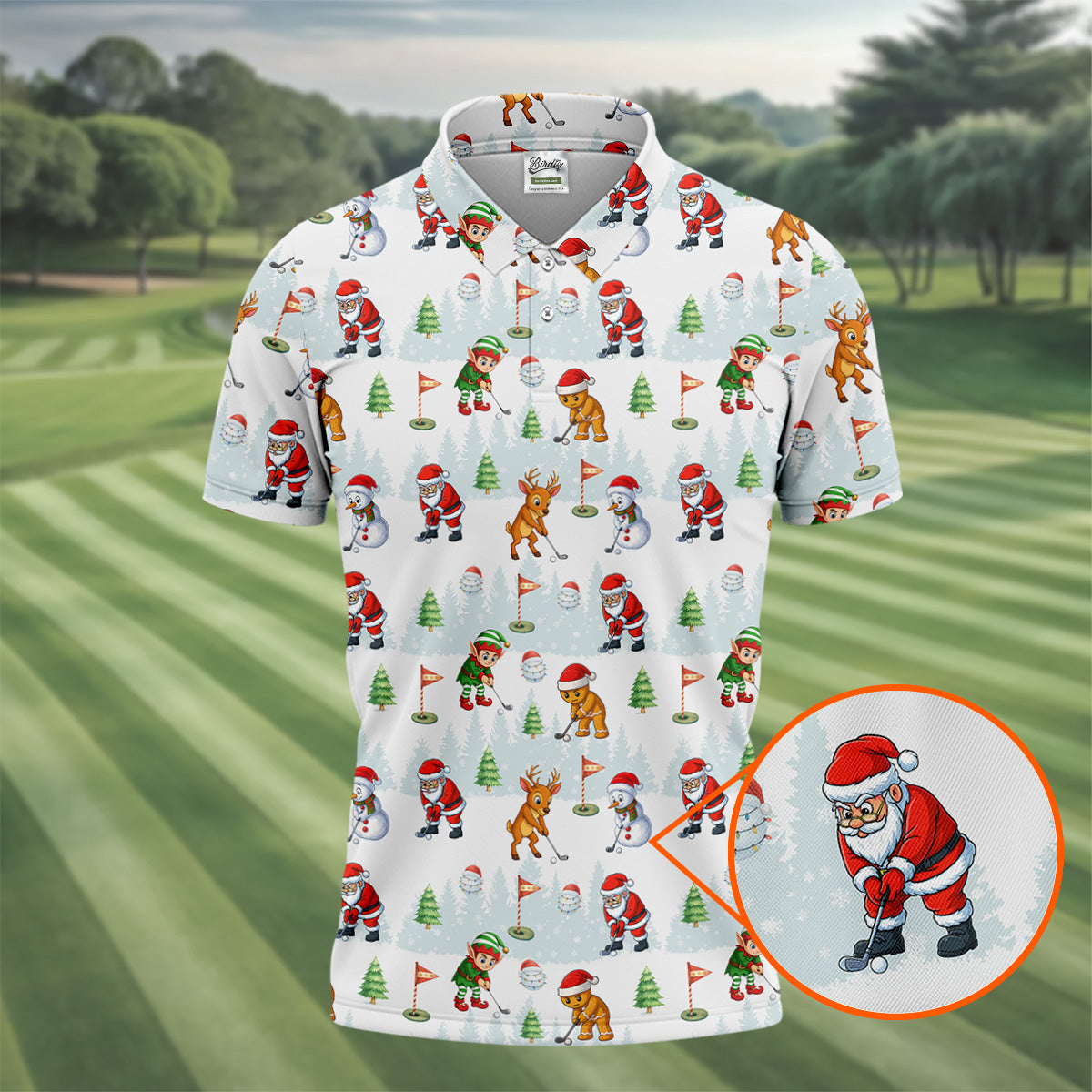 Classic Christmas Characters Golf Tops For Men, Cute Golf Outfit, Fun Golf Shirts For Men, Christmas Golf Shirt