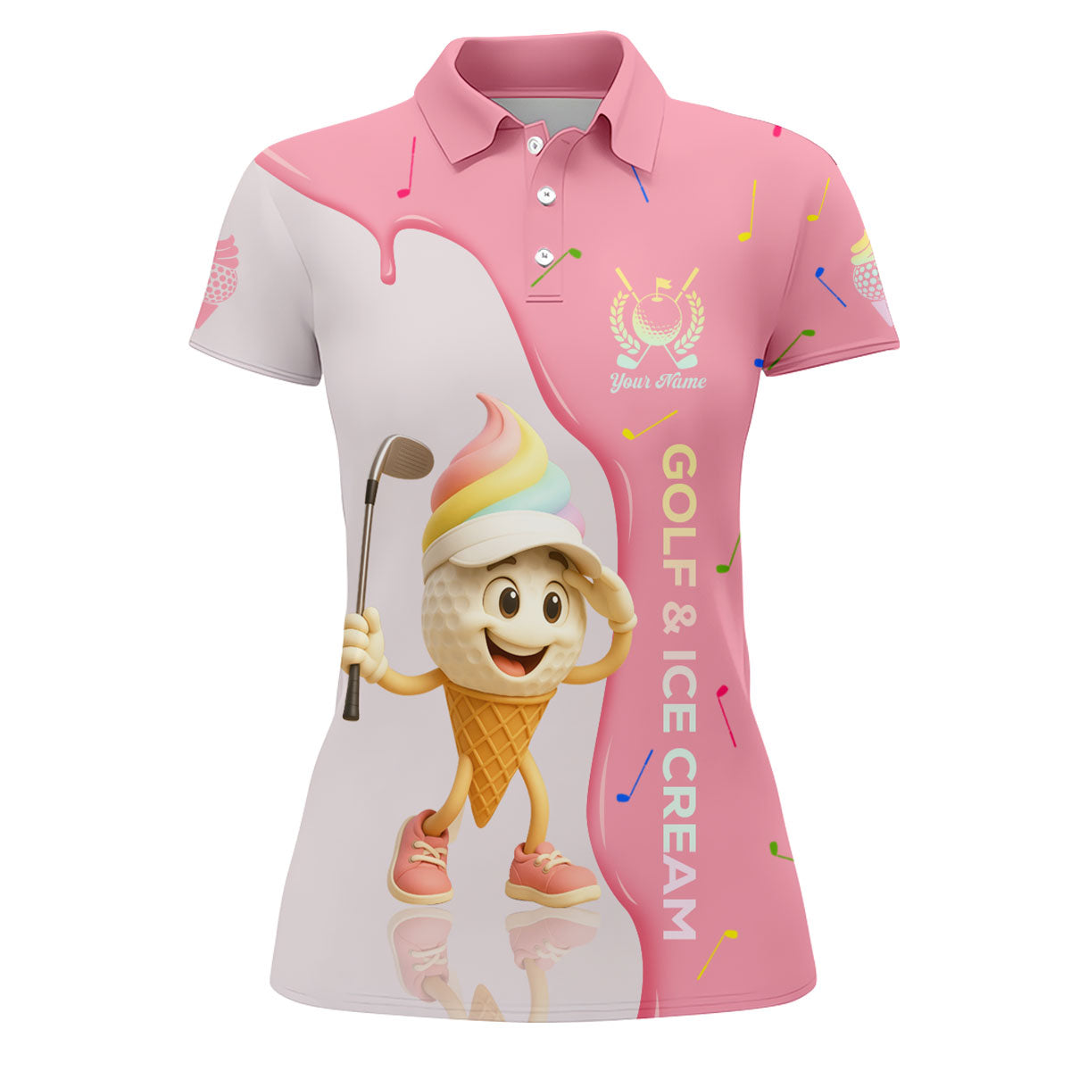 Golf And Ice Cream Funny Womens Golf Polo ShirtWomens Golf Tops, Custom Ladies Golf Shirt