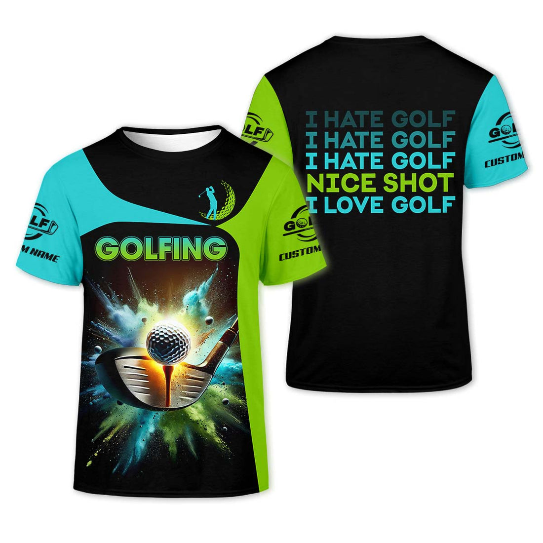I Hate Golf Nice Shot I Love Golf, Custom Men's Golf Polo ShirtGolfing Apparel, Gift For Golf Lover