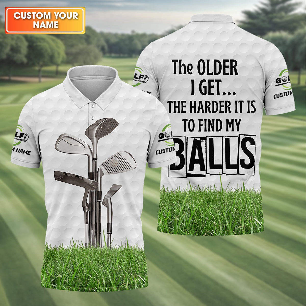 The Older I Get The Harder It Is To Find My Balls Custom Men's Golf Polo ShirtFunny Golf Shirt, Dad Golf Gift