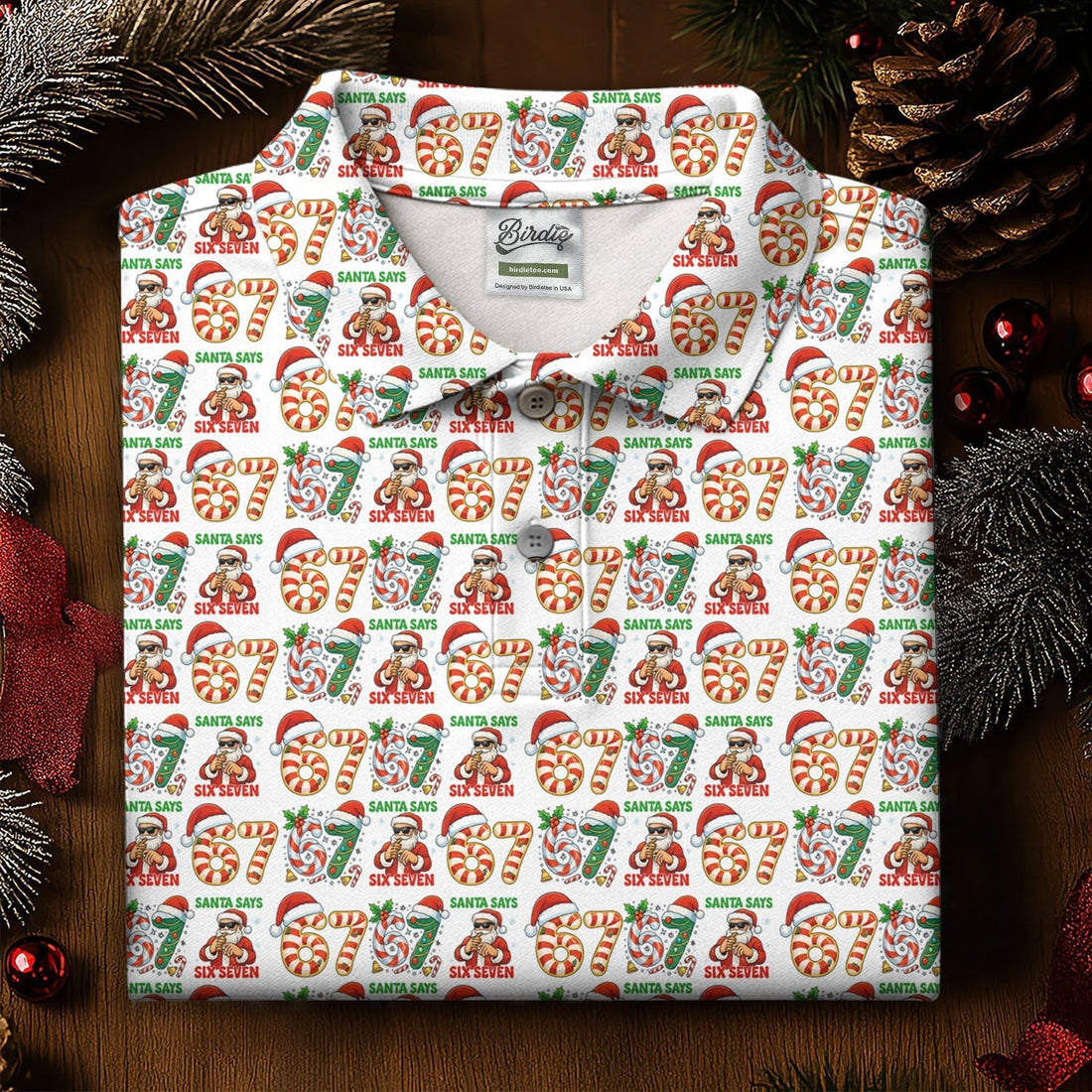 Santa Says Six Seven Funny Christmas Golf Tops For Women, Christmas Golf Shirt, Women Golf Apparel