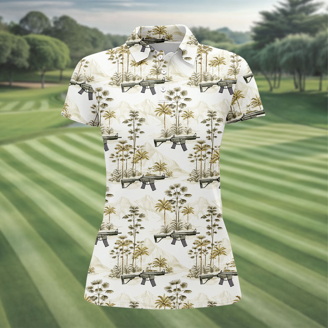 Military Theme Hawaiian Golf Shirt, Cool Golf Shirt, Ladies Golf Shirts, Women's Polo Shirt