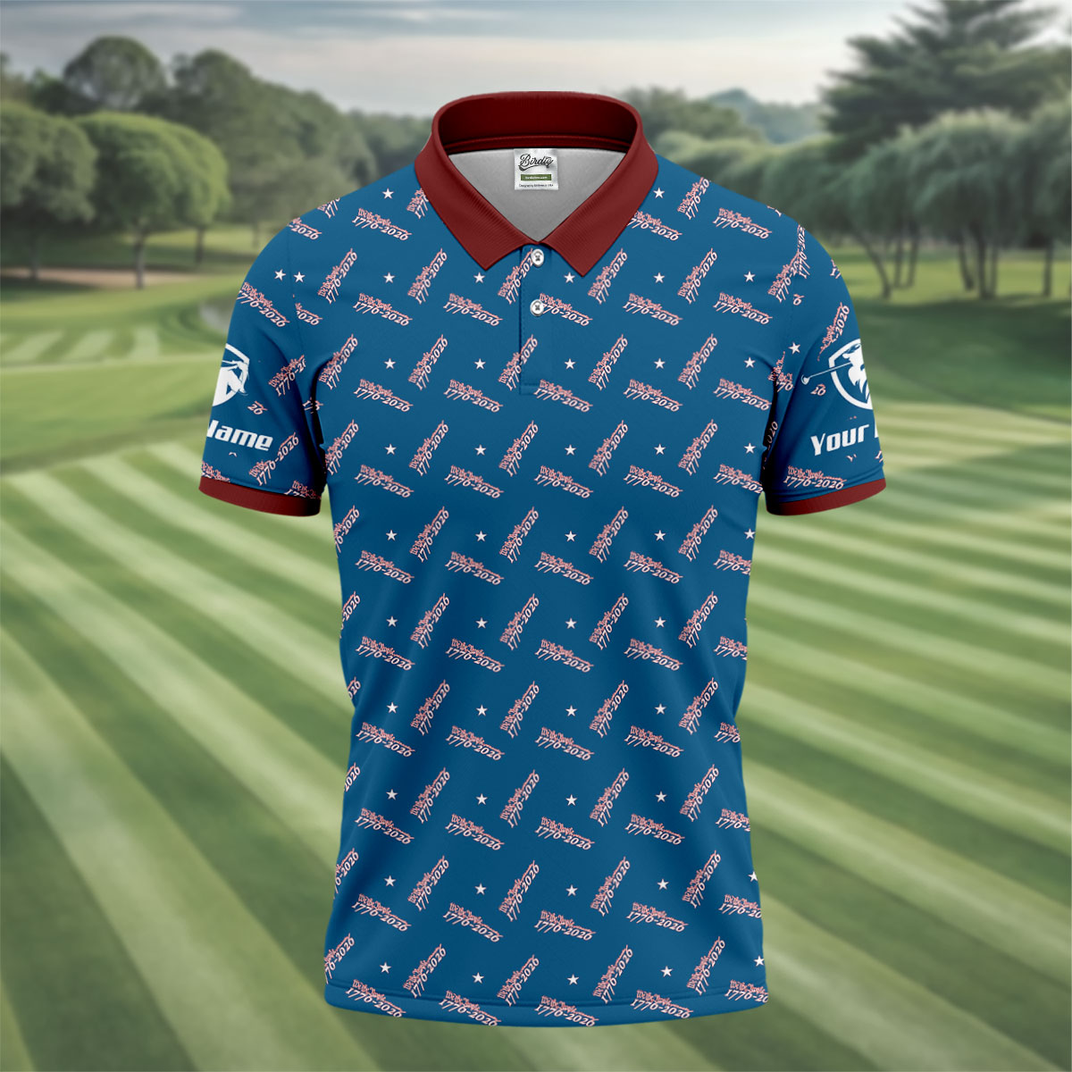 We The People 1776-2026 Navy Golf Shirt, 250th Anniversary Patriotic Golf Shirt, Golf Shirts For Men, Polo For Men