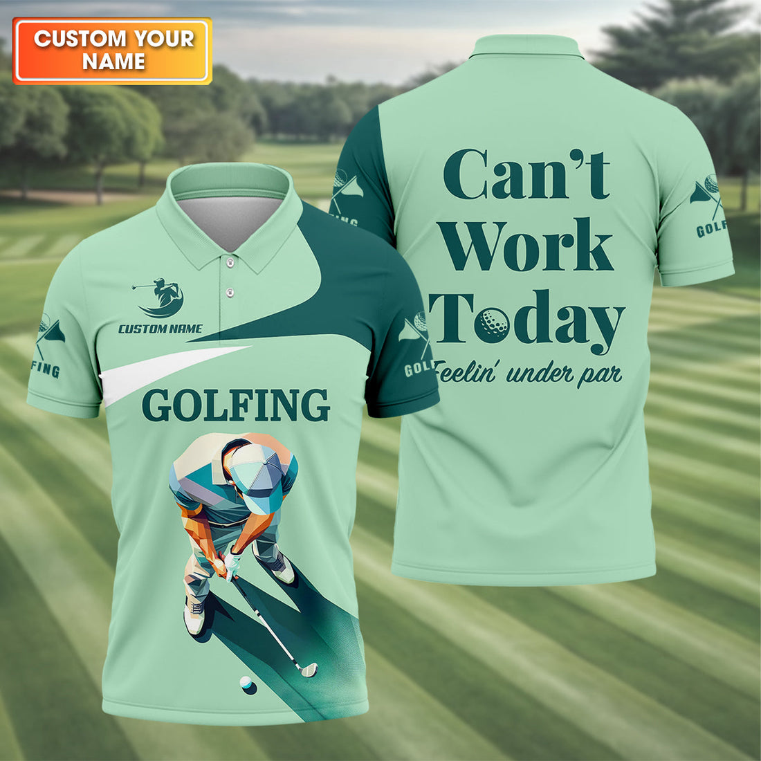 Can't Work Today Feelin Under Par Custom Men's Golf Polo Shirtunny Golf Shirt, Gift For Golfers