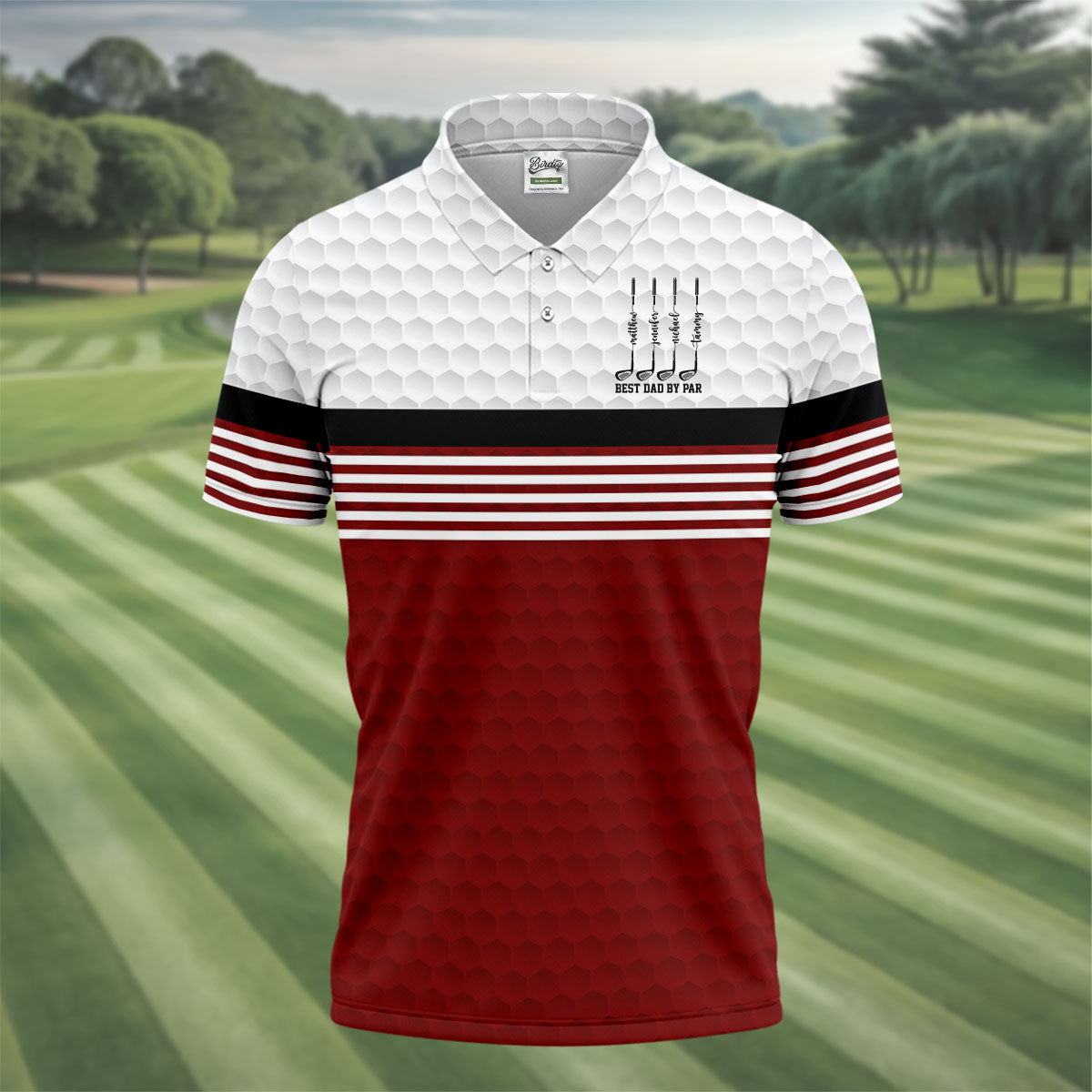 Best Dad By Par Golf Ball Pattern Father's Day Golf Shirt, Golf Gift For Dad, Polo Shirtor Men
