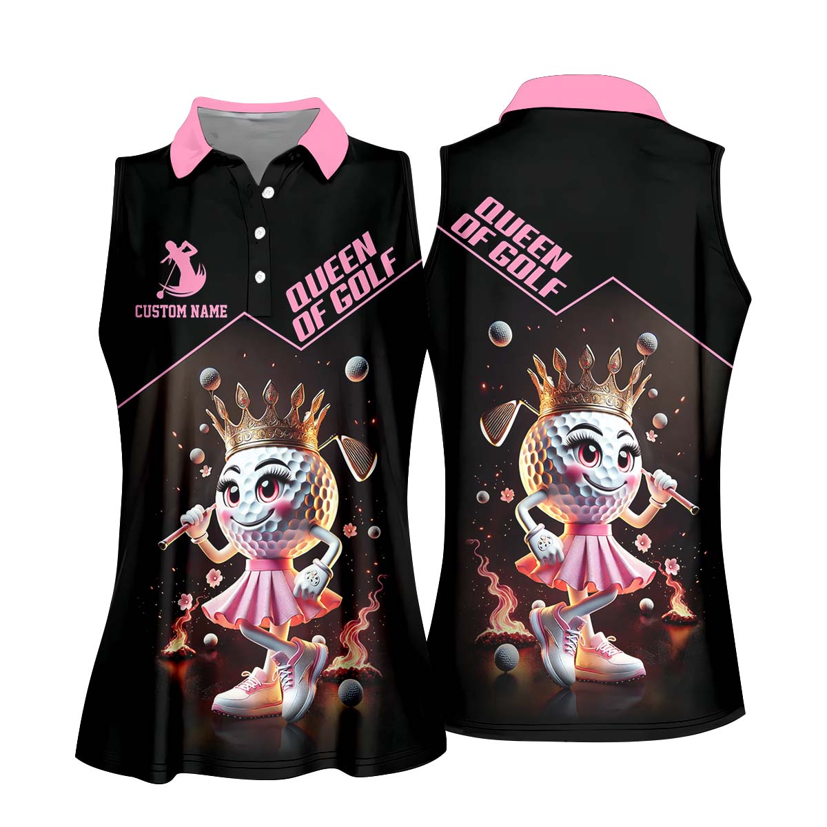 Queen Of Golf Custom Womens Golf Polo ShirtGolfing Apparel, Womens Golf Gifts