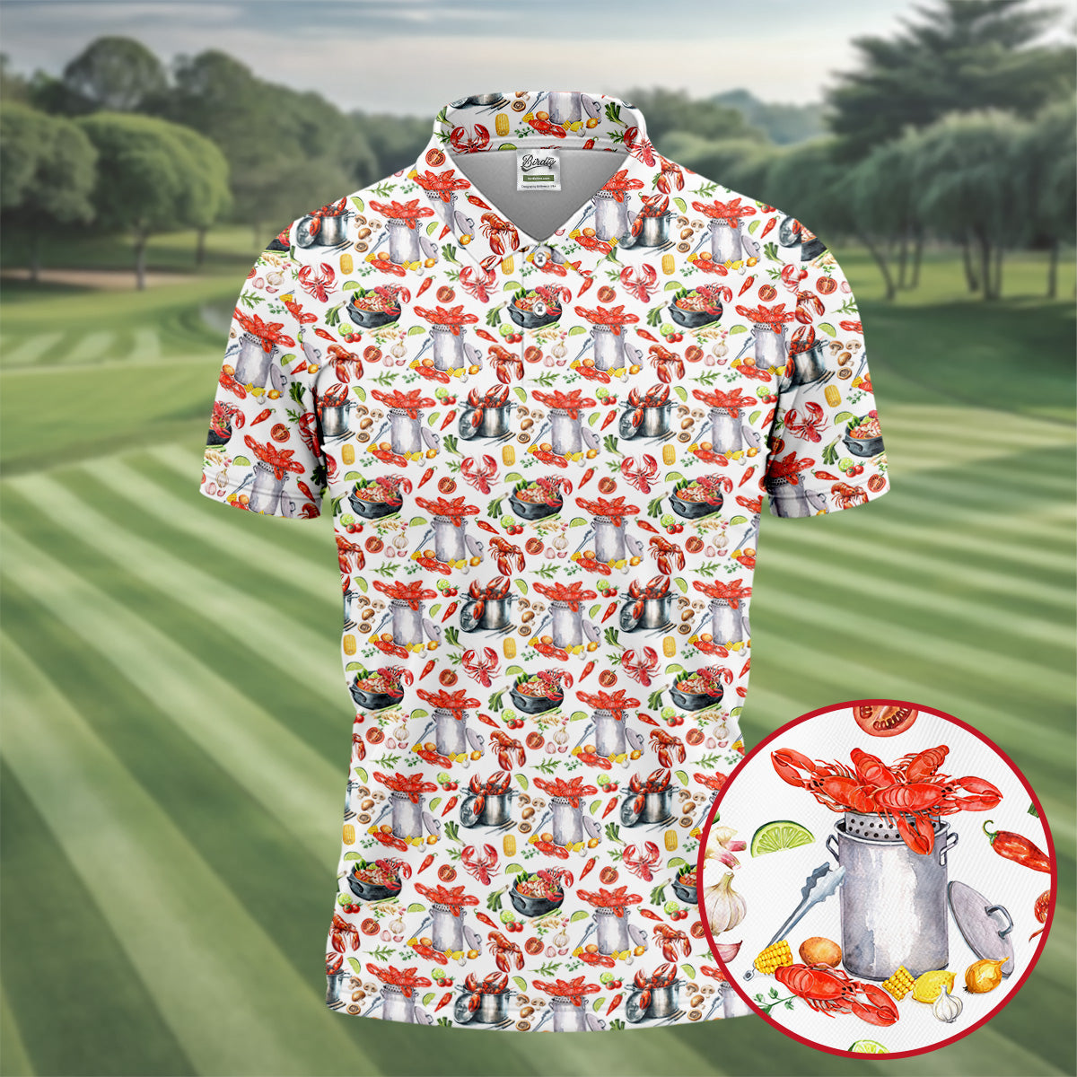 Crawfish Boil Pot Hawaiian Golf Shirt, Louisiana Crawfish Season Golf Shirts For Men