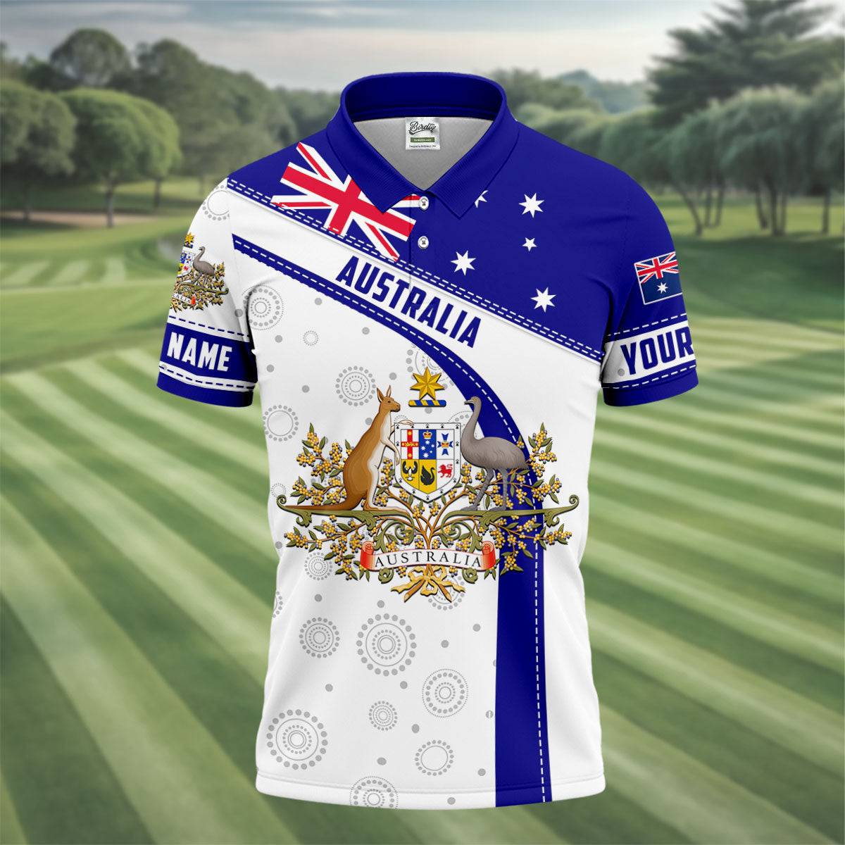 Australian Coat Of Arms Golf Tops For Men, Australia Flag Print Polo Shirt Men