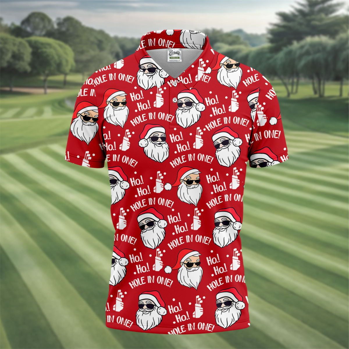 Ho Ho Hole In One Funny Santa Red Christmas Golf Tops For Men, Christmas Golf Shirt, Polo Shirtor Men