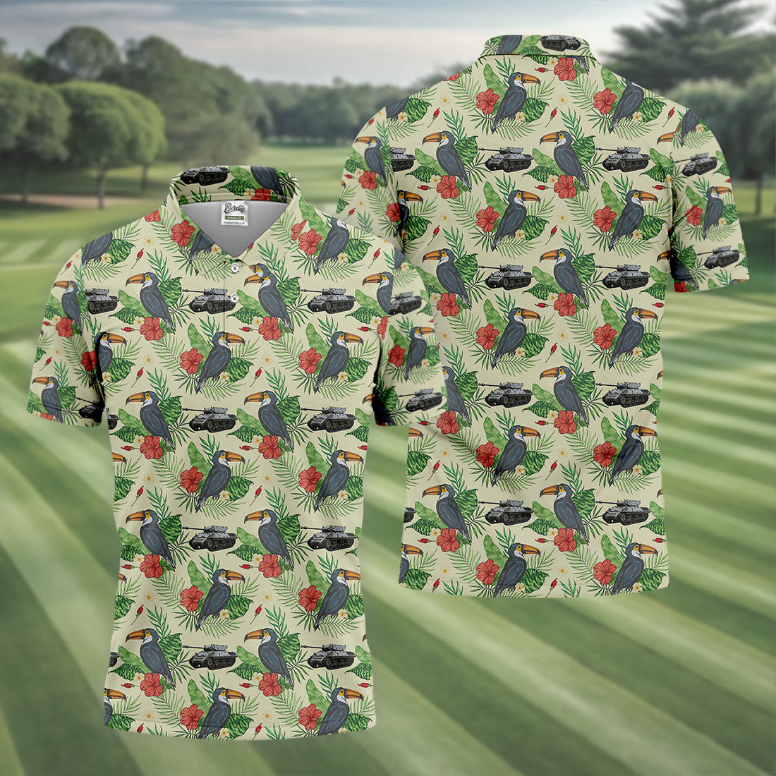 Tropical Toucan Golf Polo Shirt Golfing Apparel, Men Golf Gift, Funny Golf Shirt, Tropical Shirt