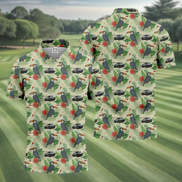 Tropical Toucan Golf Polo Shirt Golfing Apparel, Men Golf Gift, Funny Golf Shirt, Tropical Shirt