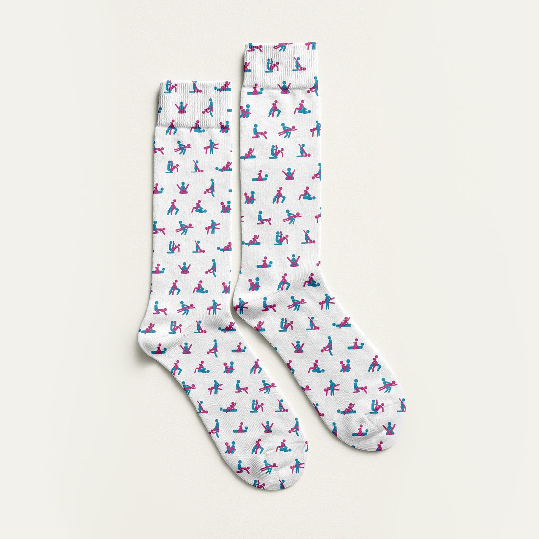 Blue And Pink Naughty Stick People White Golf Socks, Funny Golf Socks, Golf Accessory