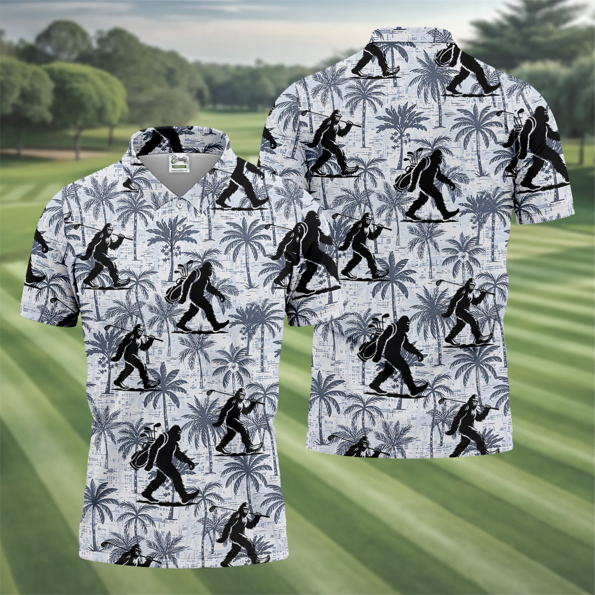 Funny Bigfoot Golf Hawaiian Shirt, Tropical Golf Shirts, Mens Golf Polo Shirtol Golf Gifts