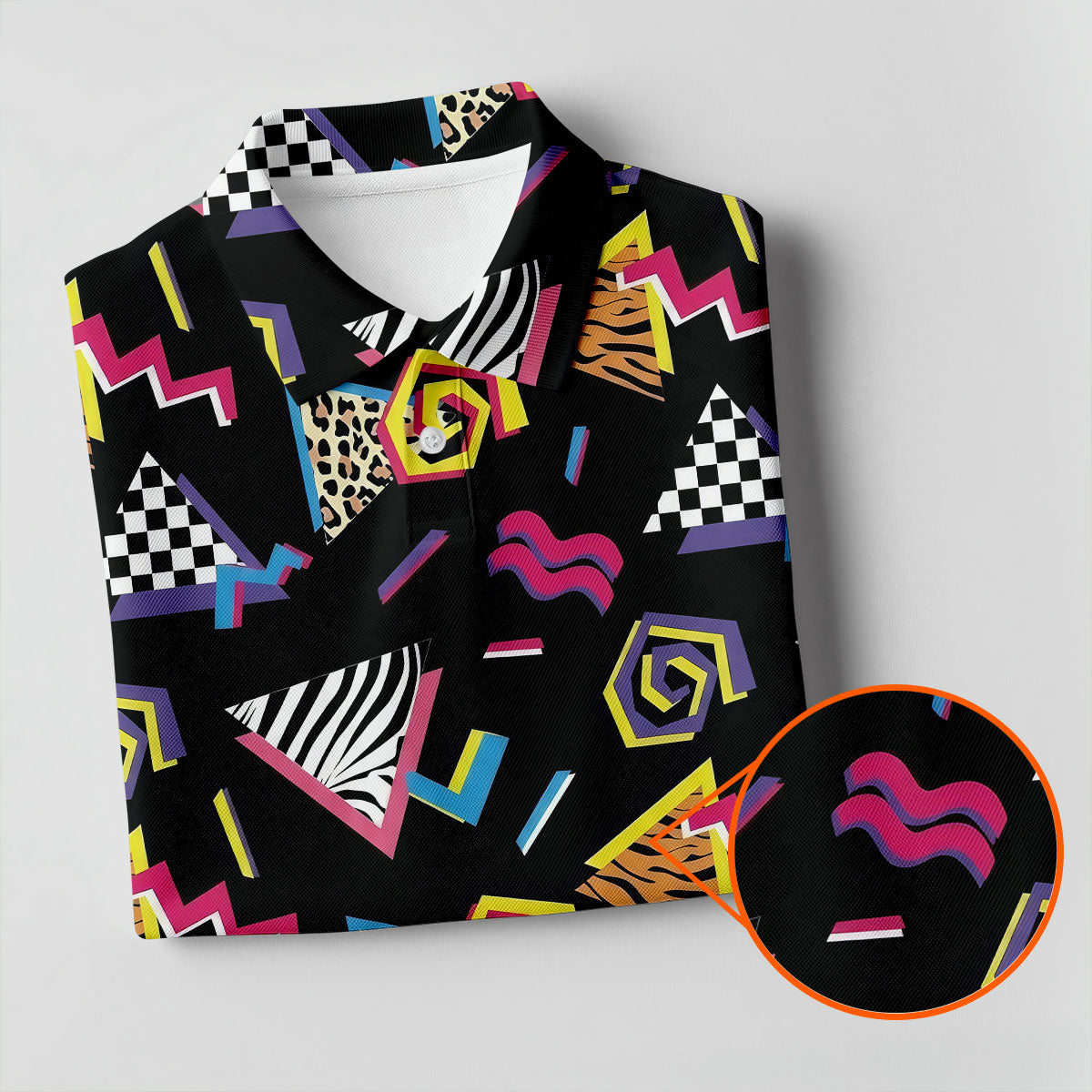 Abstract Geometric Leopard Zebra Animal Stripes 80s 90s Style Golf Tops For Men, Golf Shirts For Men