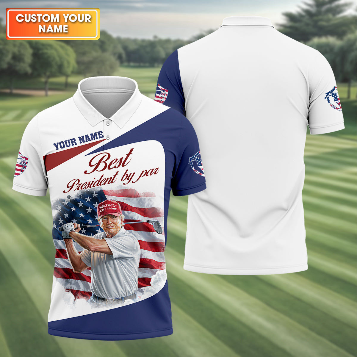 Best President By Par Custom Funny Golf Polo Shirtrump Shirt, Christmas Golf Gift