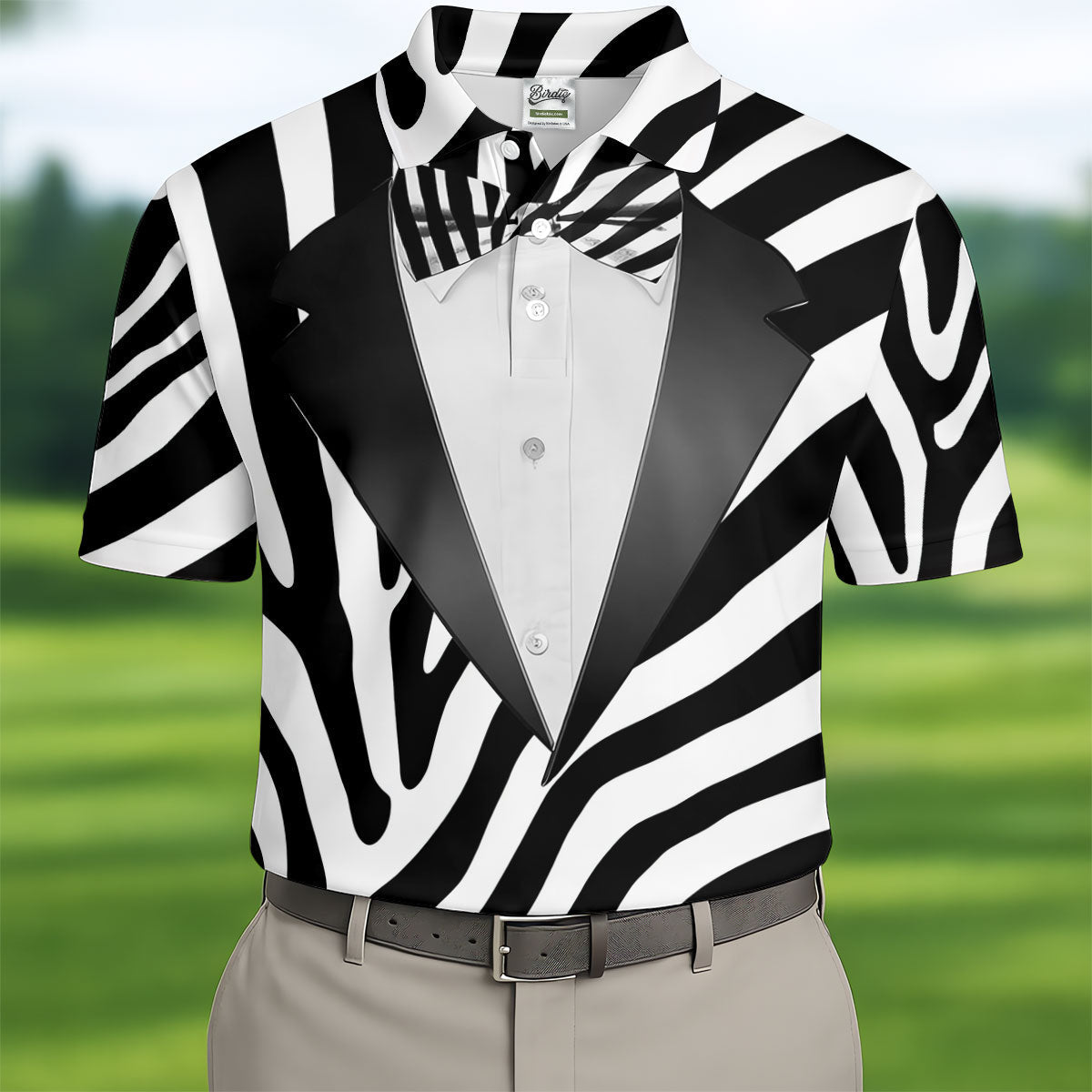 Zebra Pattern Funny Costume Hawaiian Golf Shirt, Polo ShirtFor Men, Golf Shirts For Men