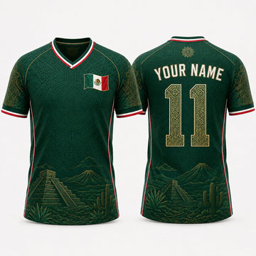 Mexican Landscape Fooball Shirt, V-Neck For Men Football Lover, Mexico Team Father's Day Presents