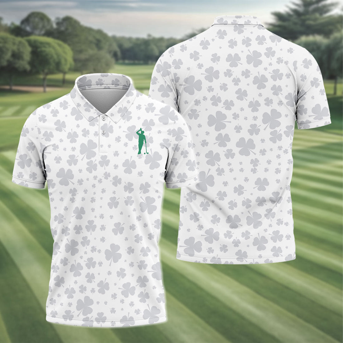 Shamrock Golf Polo ShirtMens Golf Shirt, St Patrick's Day Golf Shirt, Gift For Golfer