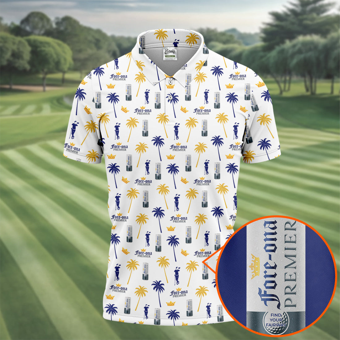 Fore-ona Premier Find Your Fairway Golfer Drinking Men's Funny Golf Shirts, Golf Shirts For Men
