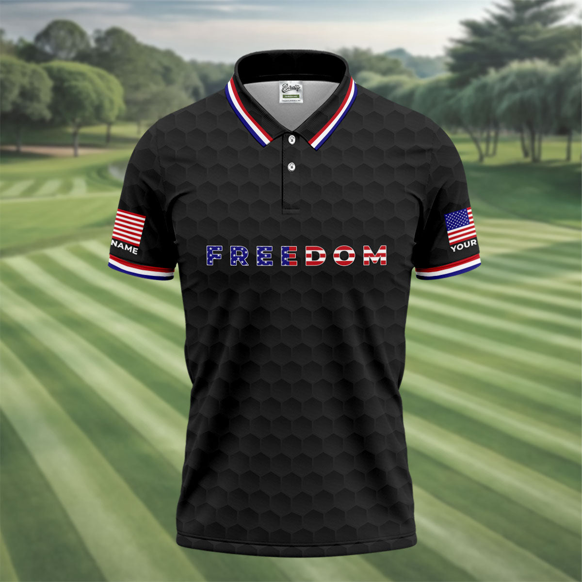 Freedom American Bald Eagle 250th Anniversary Black Golf Shirt, Patriotic 4th Of July Golf Shirts For Men