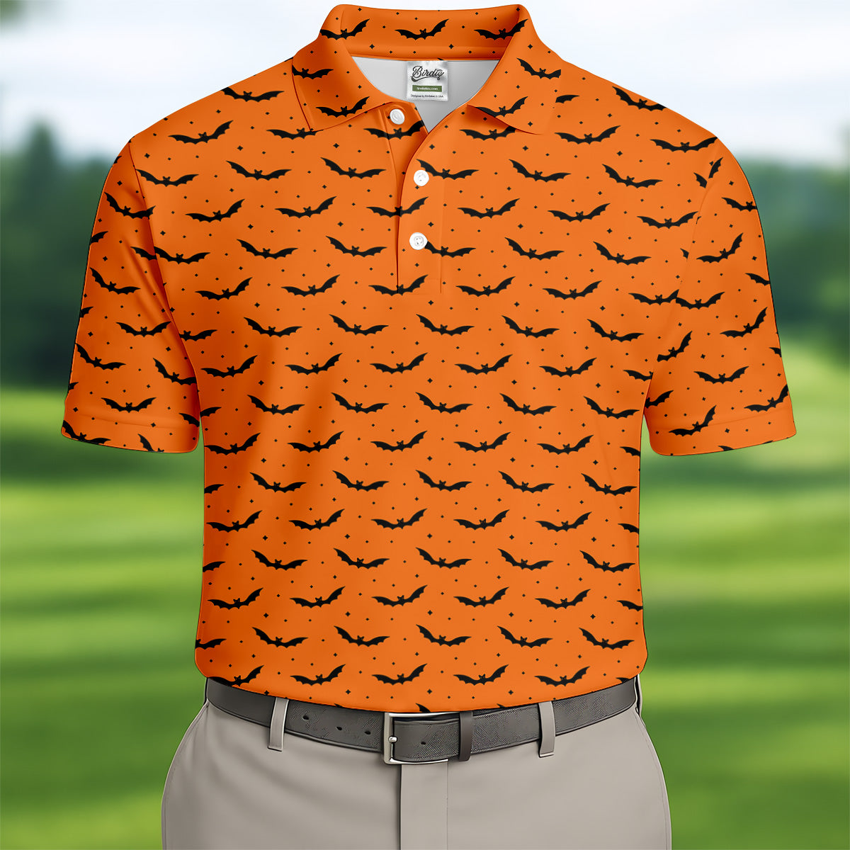 Spooky Bats Orange Halloween Golf Shirt, Polo ShirtFor Men, Golf Gift For Men, Golfing Apparel