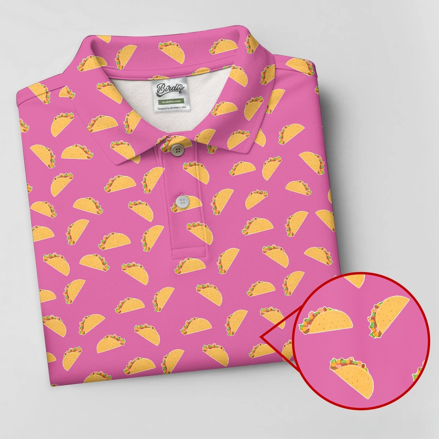 The Pink Taco Seamless Pattern Women's Golf Shirts, Women's Golf Tops, Ladies Golf Shirt