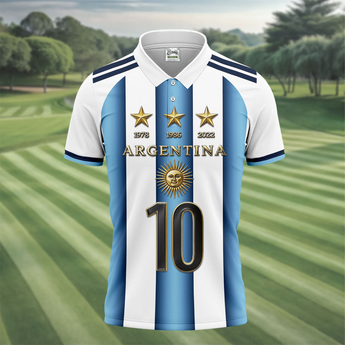 Argentina World Cup Sun Of May Golf Tops For Men, Football Theme Polo Shirtor Men