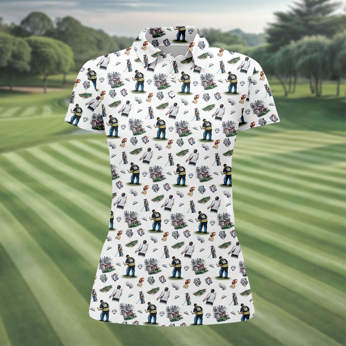 30th Anniversary Sport Movie Character Iconic Moments White Golf Shirt, Fun Women's Golf Shirts, Ladies Golf Shirt
