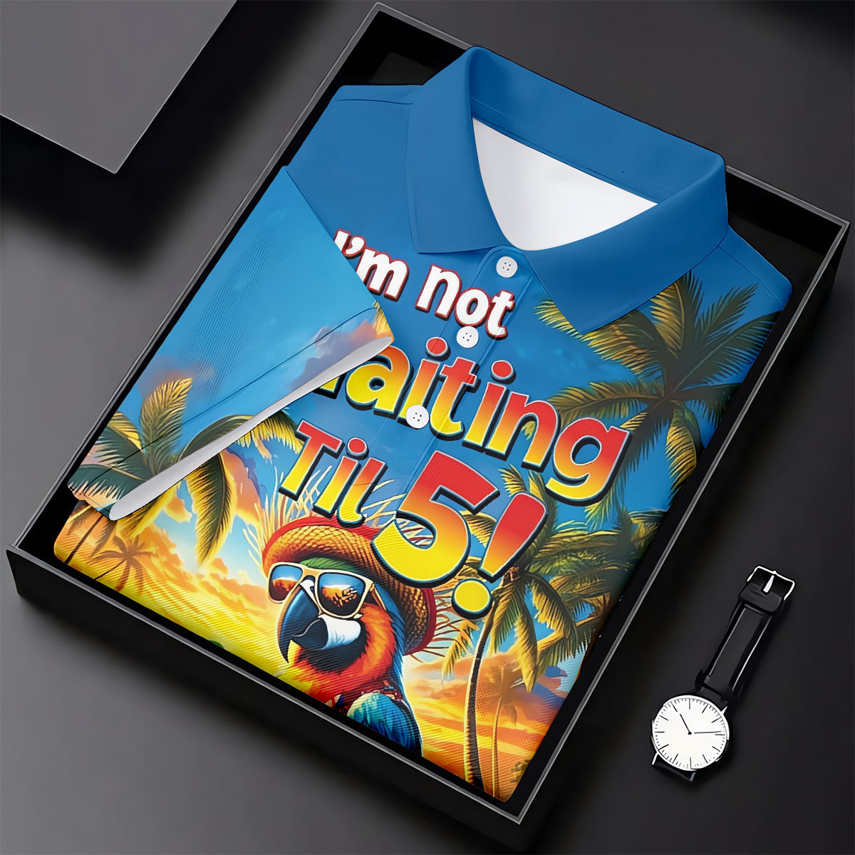 I'm Not Waiting Til 5 Funny Parrot Hawaiian Golf Shirt, Women's Golf Tops, Ladies Golf Shirts