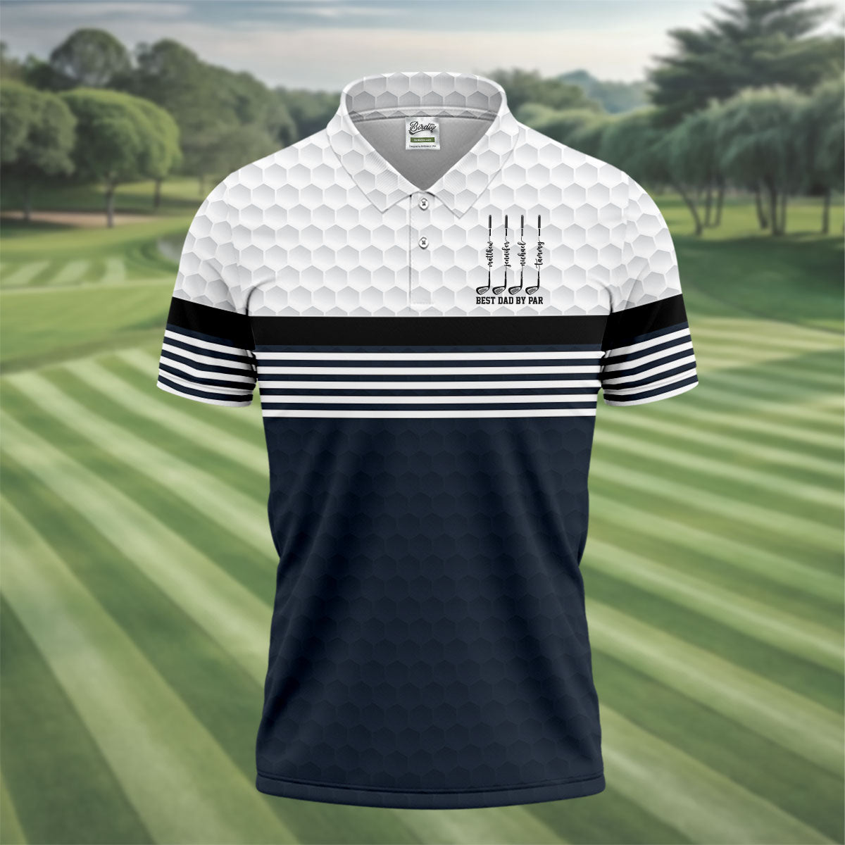 Best Dad By Par Golf Ball Pattern Father's Day Golf Shirt, Golf Gift For Dad, Polo Shirtor Men