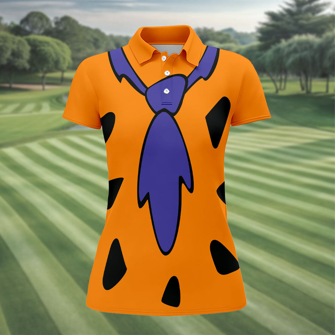 Fred Flintstone Costume Orange Design Golf Shirt, Women's Golf Shirt, Hawaiian Golf Shirt, Golf Polo For Women