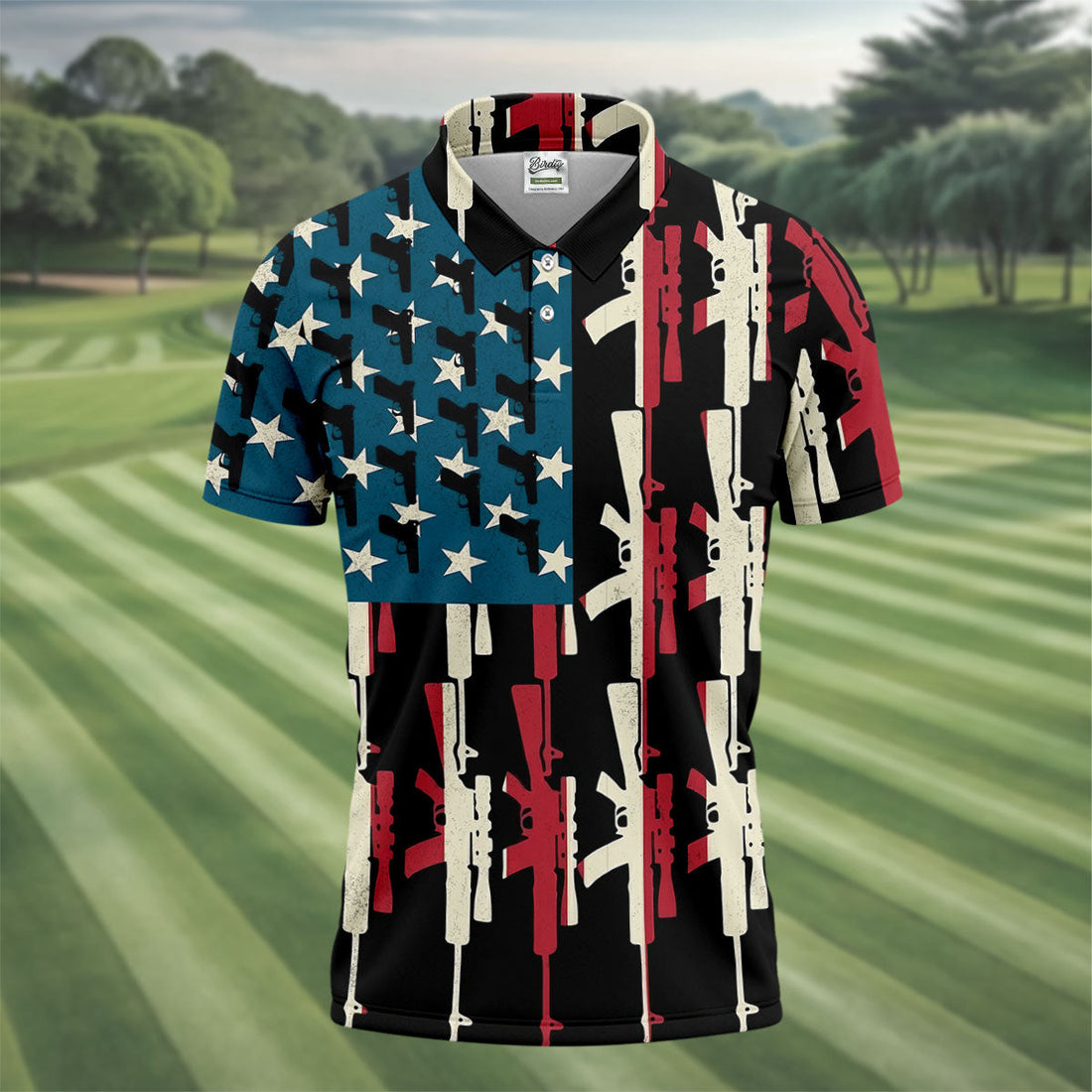 American Flag Pattern Army Theme Patriotic Golf Shirt, 250th Anniversary Golf Shirts For Men, Polo Shirt Men