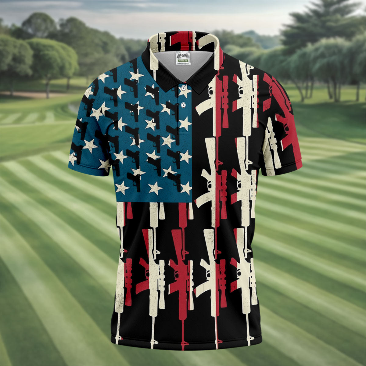 American Flag Pattern Army Theme Patriotic Golf Shirt, 250th Anniversary Golf Shirts For Men, Polo Shirt Men