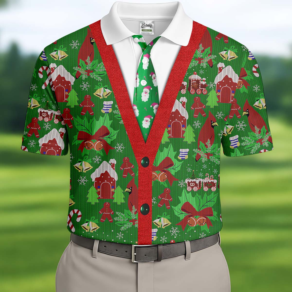 Christmas Pattern Fun Golf Shirts For Men, Christmas Golf Shirt, Unique Gift For Golfer, Polo Shirts For Men