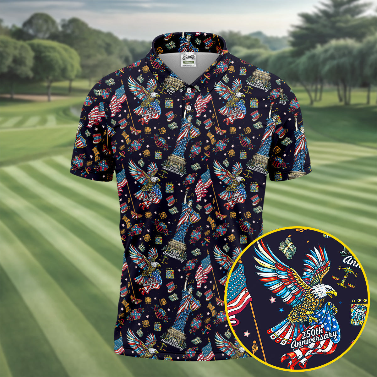 American History Culture Patriotic 4th Of July Golf Shirt, 250th Anniversary Golf Shirts For Men