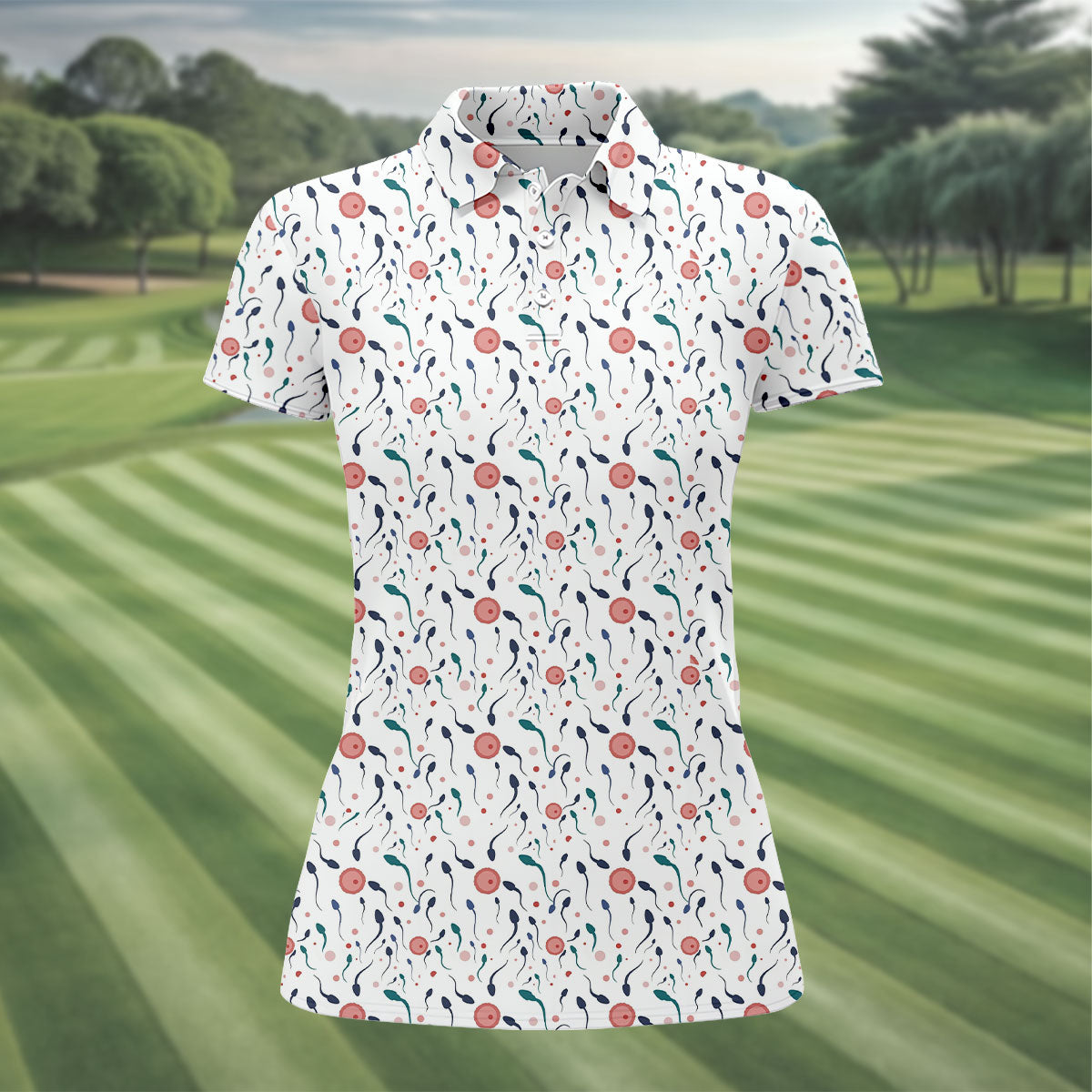 Funny Crazy Egg Fertilization White Golf Shirt, Golf Gifts For Valentine's Day, Golf Shirt For Women