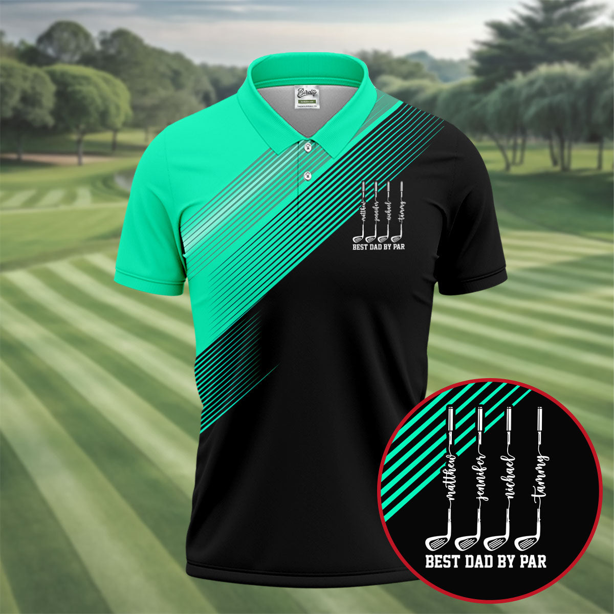 Best Dad By Par Diagonal Striped Father's Day Golf Shirt, Golf Gift For Dad, Polo Shirtor Men