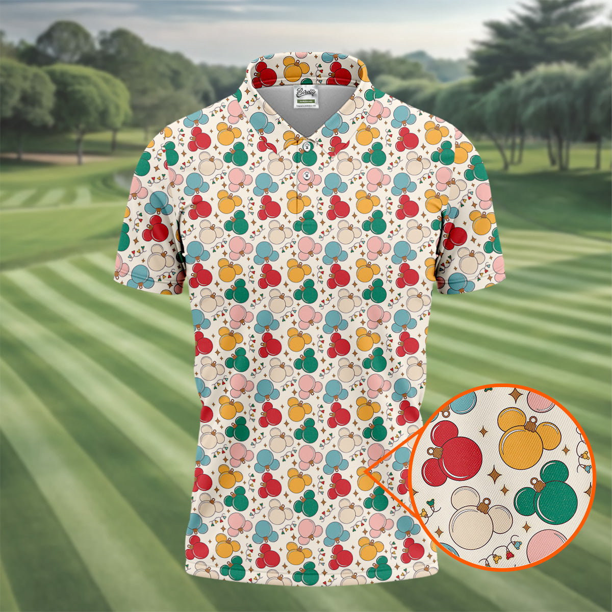 Colorful Christmas Fun Men's Golf Polos, Gifts For Golf Lovers, Polo ShirtFor Men, Christmas Golf Shirt