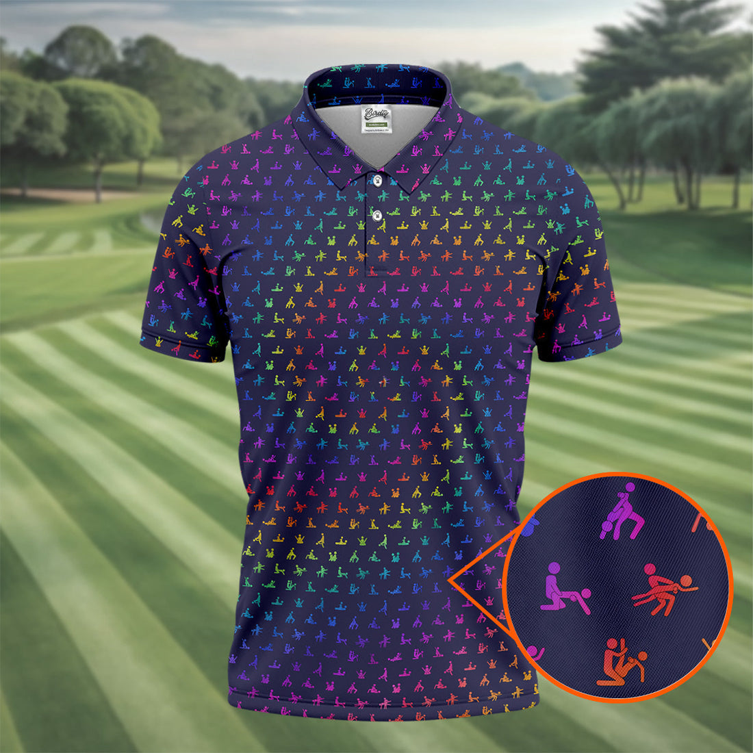 Naughty Position Adult Humor Rainbow Effect Men's Golf Polo Shirt Golf Gift For Men, Golf Shirts For Men