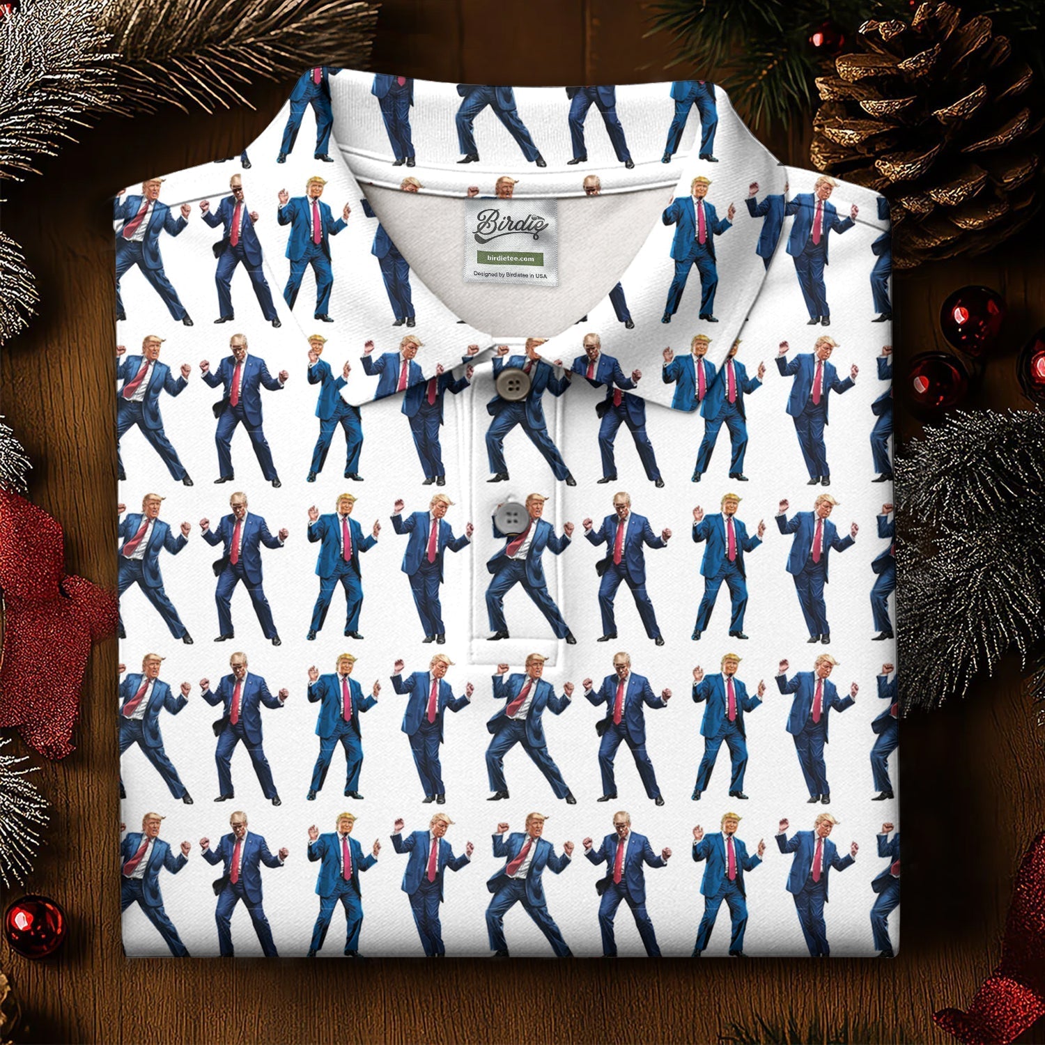 Christmas Trump Dancing Golf Tops For Men, Christmas Golf Polos Shirt, Men Golf Apparel