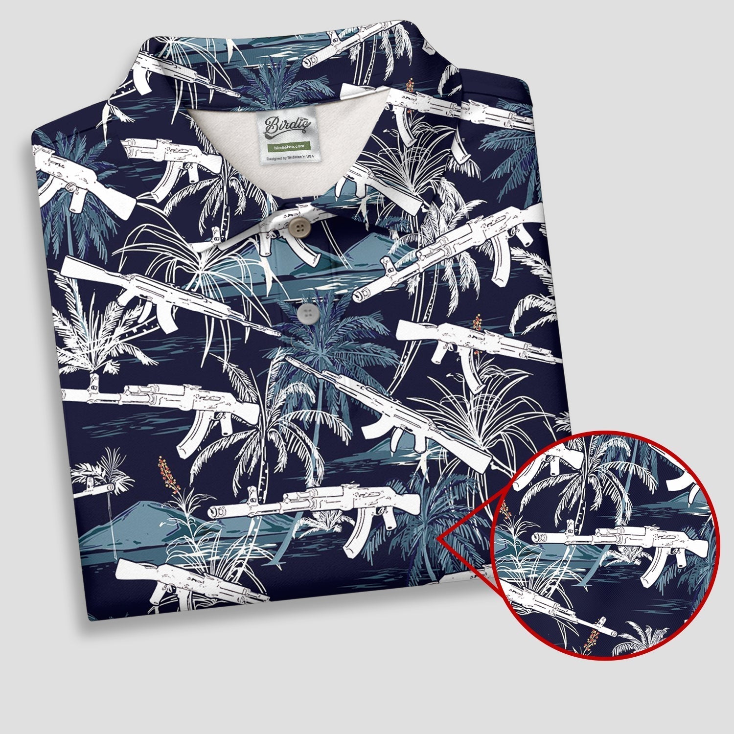 Dark Blue Color Army Theme Hawaiian Golf Polo, Women's Golf Tops, Ladies Golf Shirts