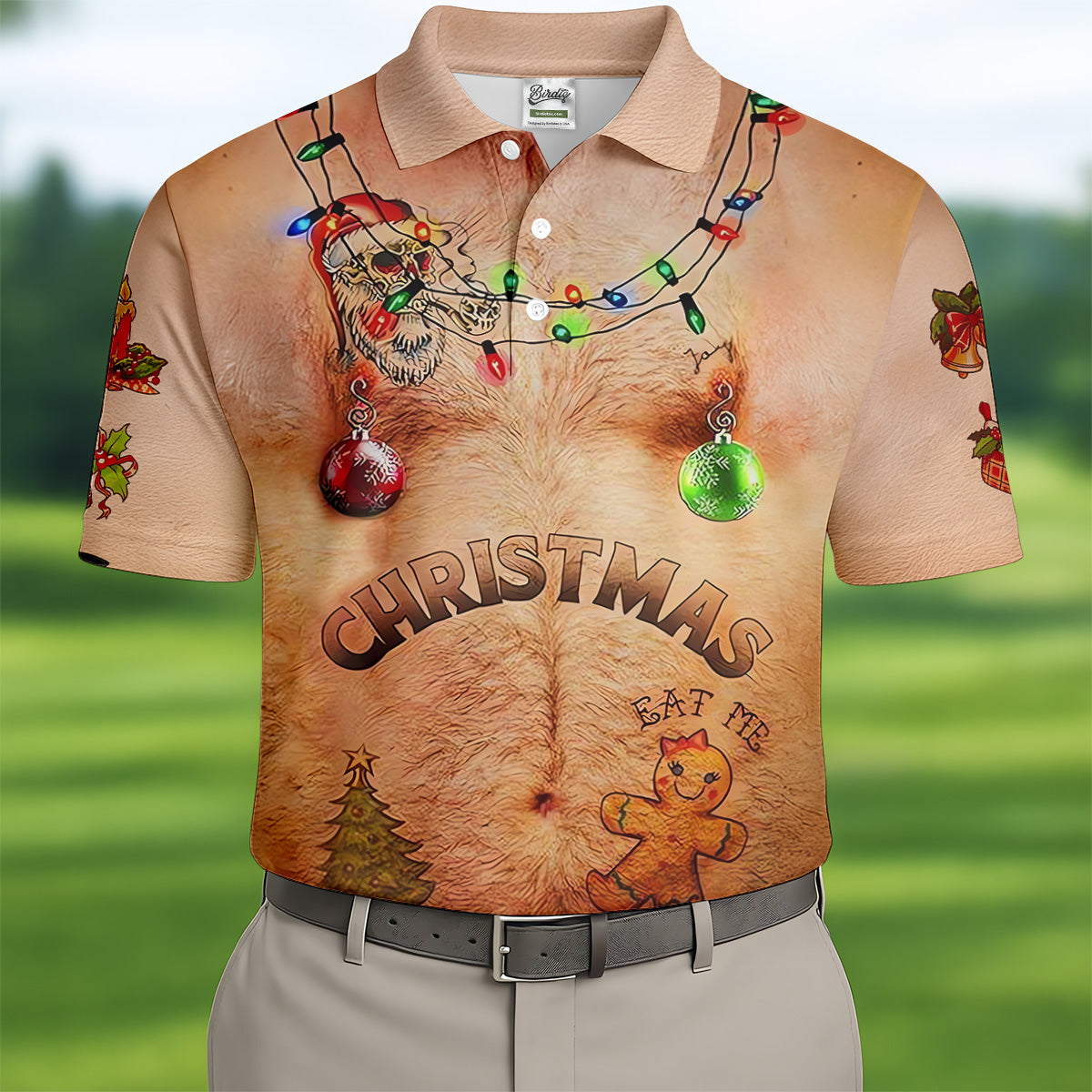 Eat Me Funny Christmas Golf Shirt, Fun Golf Shirts For Men, Unique Gift For Golfer, Polo Shirt Men