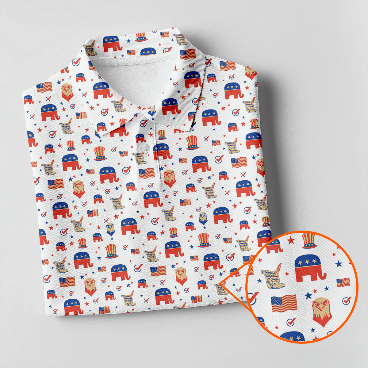 US Bald Eagle Political Elephant 250th Anniversary White Golf Shirt, Patriotic 4th Of July Golf Shirt For Women